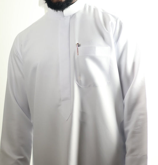 Crisp White Collared Emirati Thobe
